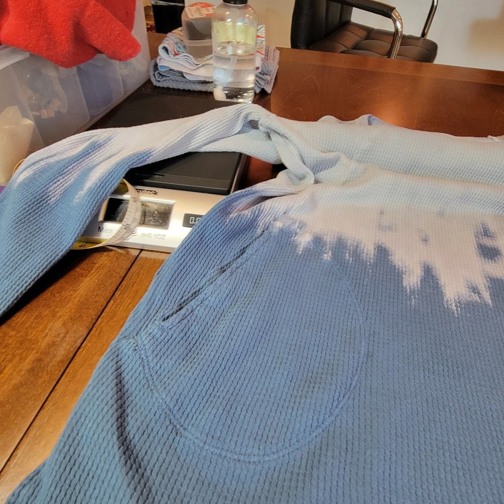LOGO Lori Goldstein Thermal Top Size Small Blue Ombre Waffle Knit Pockets FLAW - Picture 15 of 16
